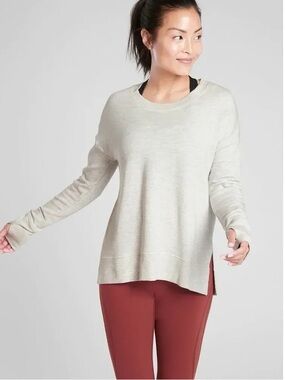 Athleta Coaster Luxe Recover Sweatshirt Heather Gray Oversized Activewear Top 🤍